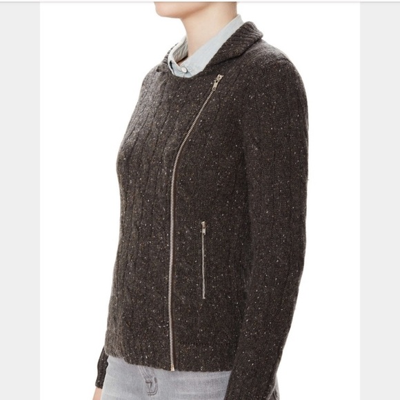 Autumn Cashmere Gray Knit Moto Style Cardigan - Picture 2 of 9